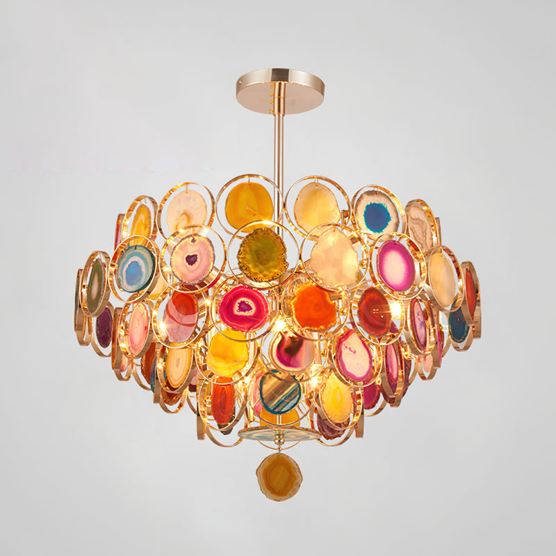 Natural Carnelian Gemstone Chandelier - Handcrafted Bohemian Crystal Beaded Ceiling Light Fixture for Living Room, Dining Room & Bedroom Decor