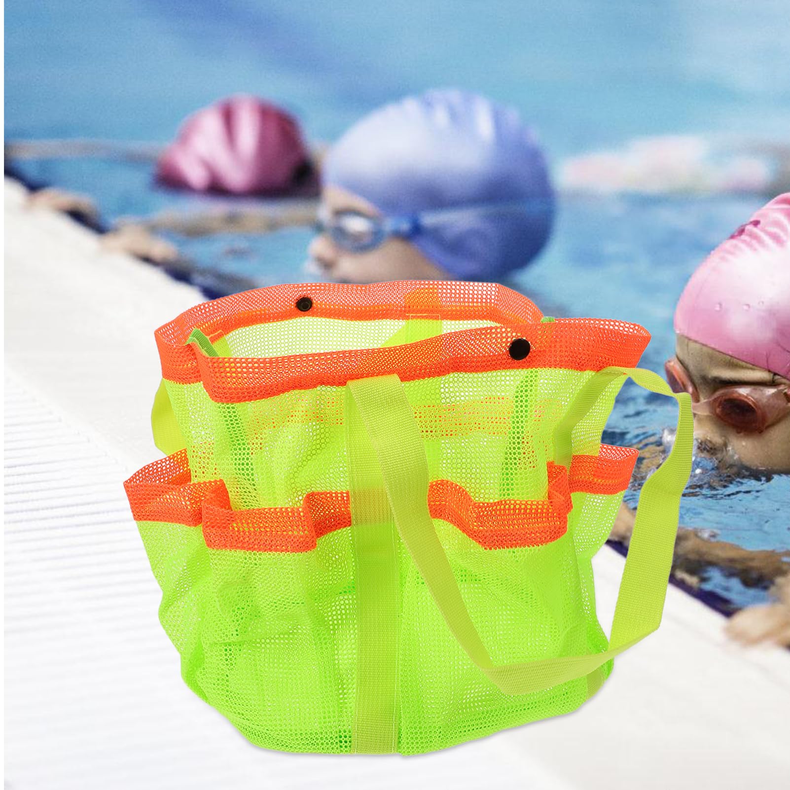 PAMINGONO Large Waterproof Beach Bag with Mesh Pockets - Lightweight Backpack for Beach, Pool, Camping & Travel - Perfect for Towels, Toys & Toiletries