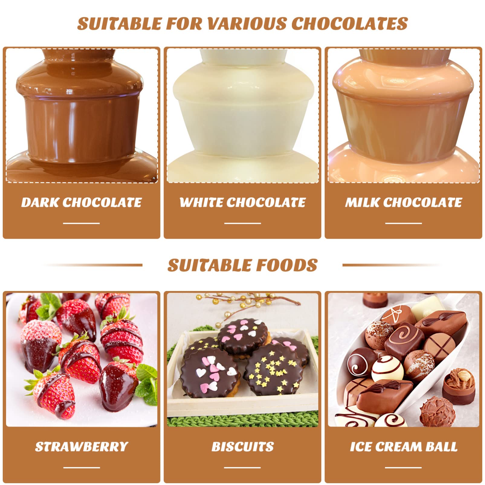 Premium Stainless Steel Chocolate Fondue Fountain Maker - Electric Chocolate Waterfall Machine for Melting & Dipping | Perfect for Weddings, Parties, Dessert Buffets & Romantic Dinners
