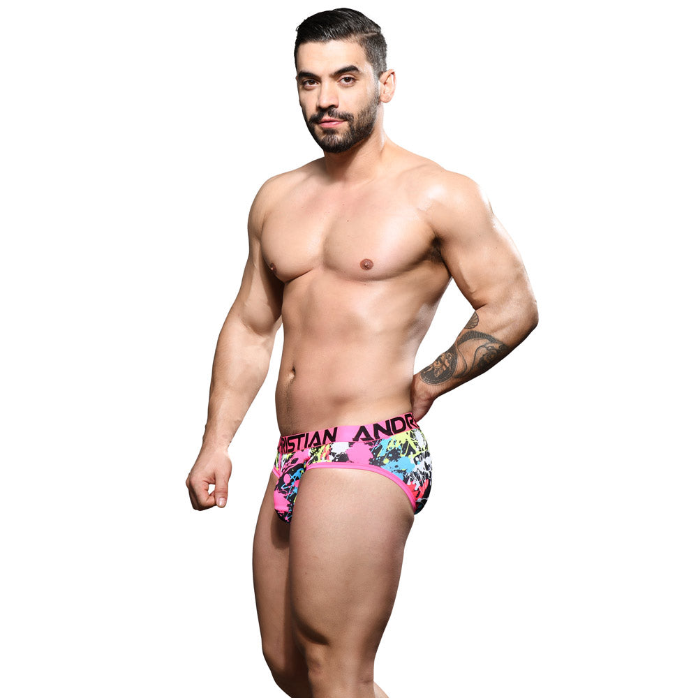 Andrew Christian Almost Naked Splatter Brief - Ultra Soft Men's Underwear with Bold Print Design | Perfect for Gym, Lounge & Everyday Comfort