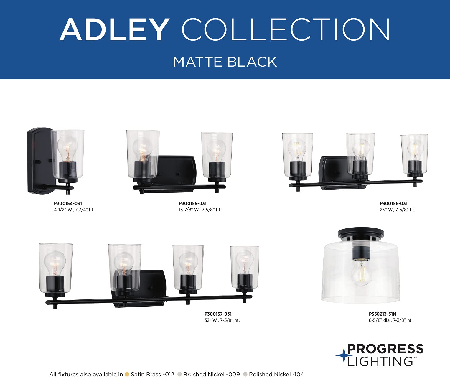 Progress Lighting Adley Collection 4-Light Black Traditional Bathroom Vanity Light - Perfect for Modern and Classic Bathroom Decor