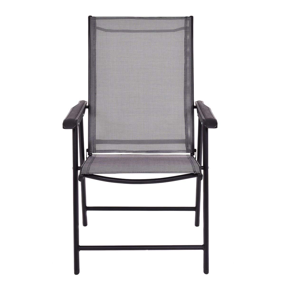 Casart 4-Pack Folding Patio Chairs - Portable Outdoor Camping Chairs with Armrests for Beach, Deck, Garden, Picnic & Backyard (Grey) - Lightweight & Durable for Travel, Tailgating & BBQs