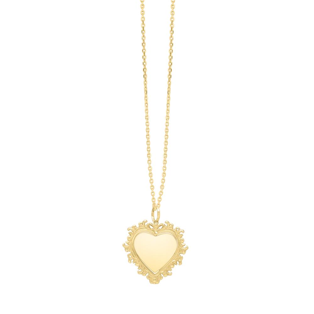 14K Gold Baroque Heart Pendant Necklace for Women - Elegant Jewelry Gift for Valentine's Day, Anniversary & Special Occasions