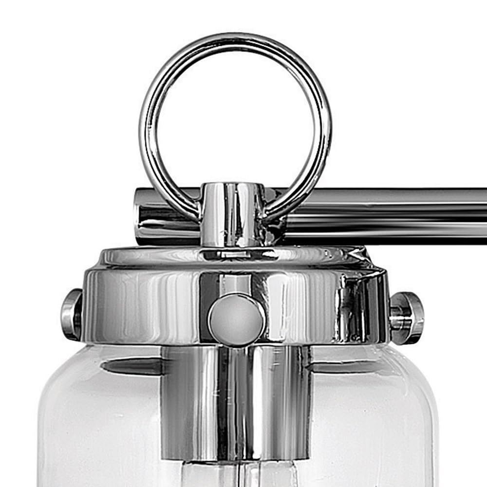 Hinkley Penley Collection 4-Light Bathroom Vanity Light Fixture with Clear/Etched Glass in Polished Nickel - Perfect for Modern Bathroom, Powder Room & Spa Decor