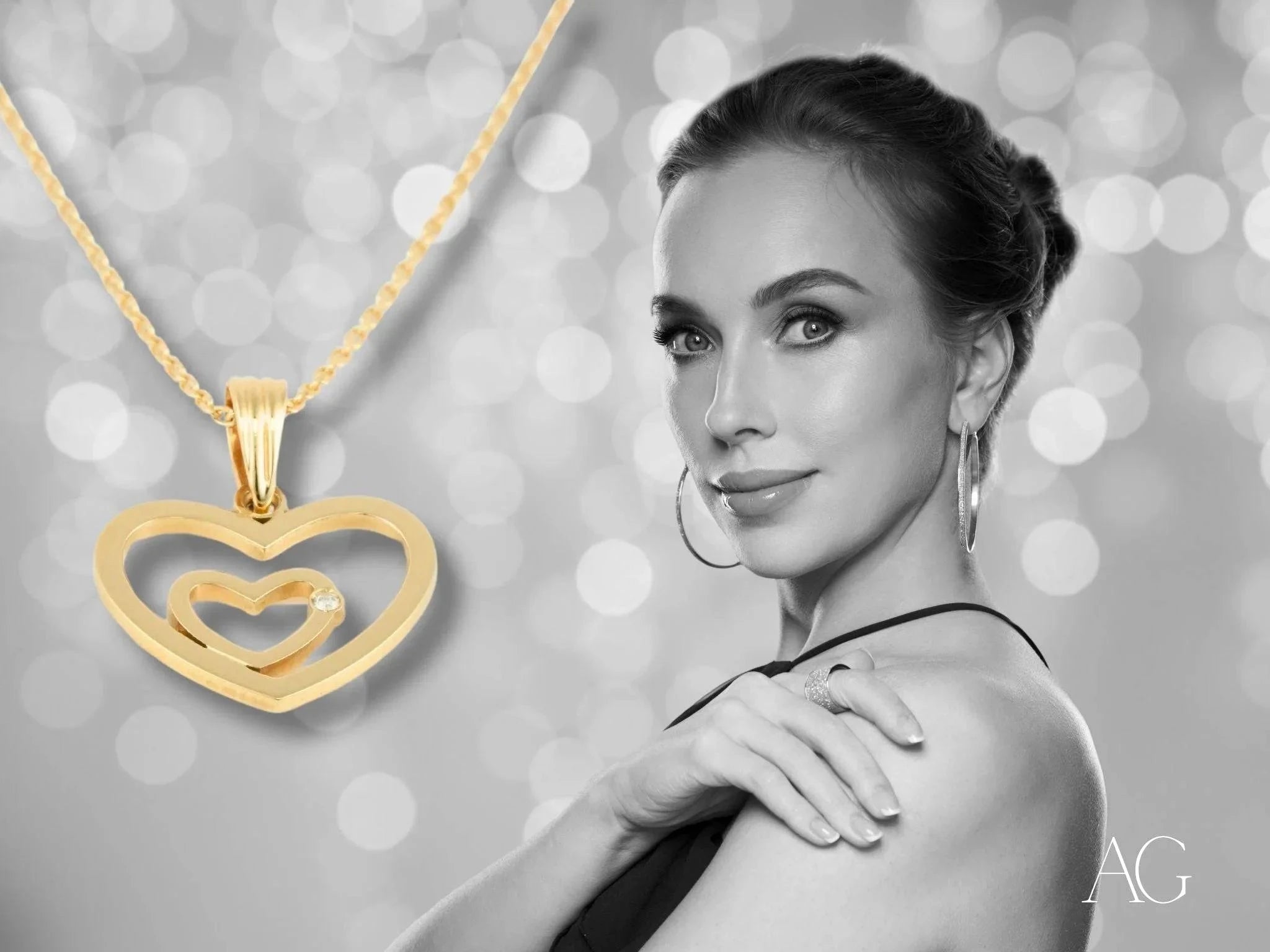 Diamond Heart Pendant Necklace - 14K Gold Plated Romantic Jewelry Gift for Women | Valentine's Day, Anniversary & Special Occasions
