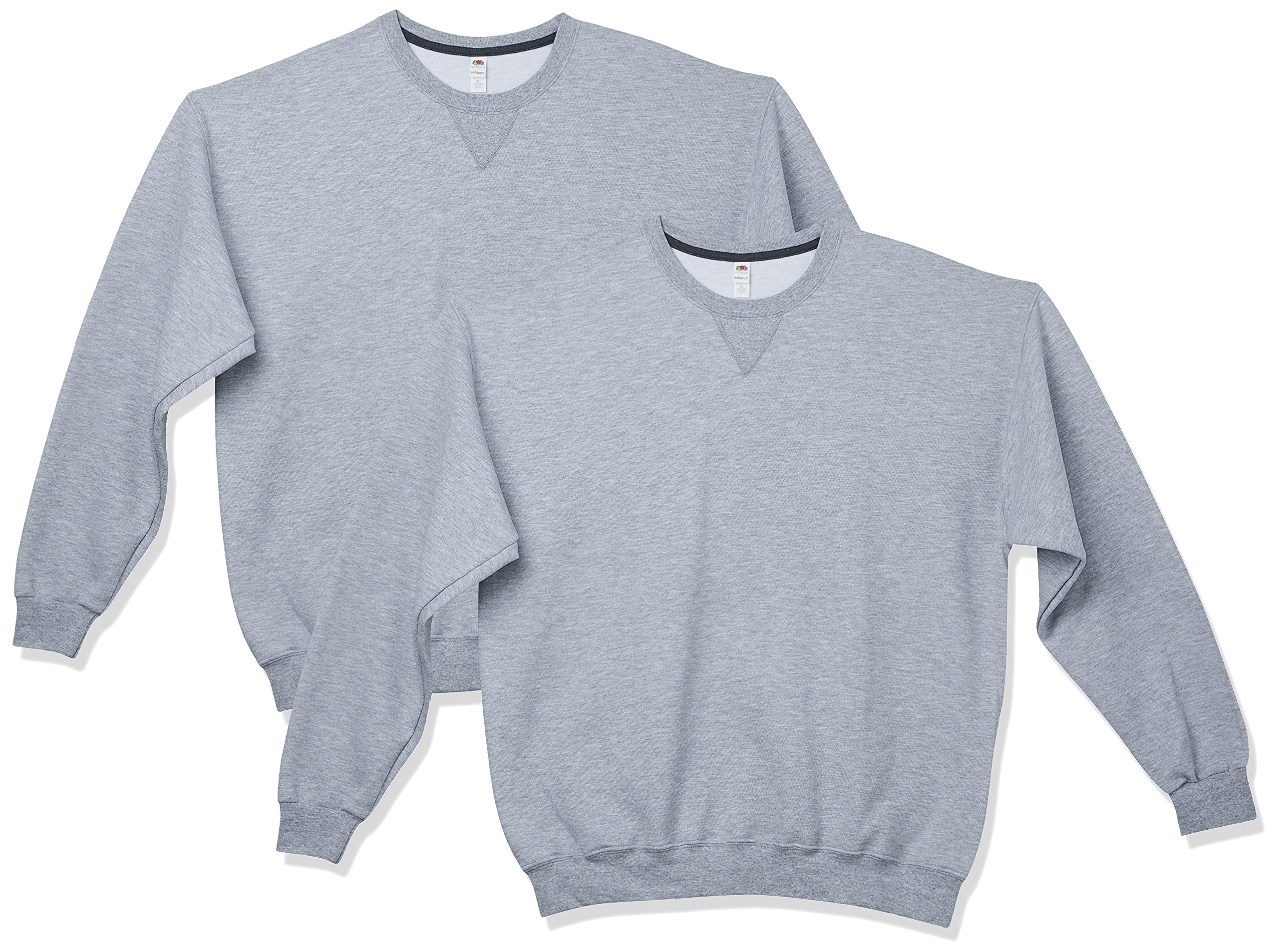 Fruit of the Loom Men's Crew Neck Sweatshirt 2-Pack - Soft Cotton Blend Pullover for Casual Wear, Gym & Lounge