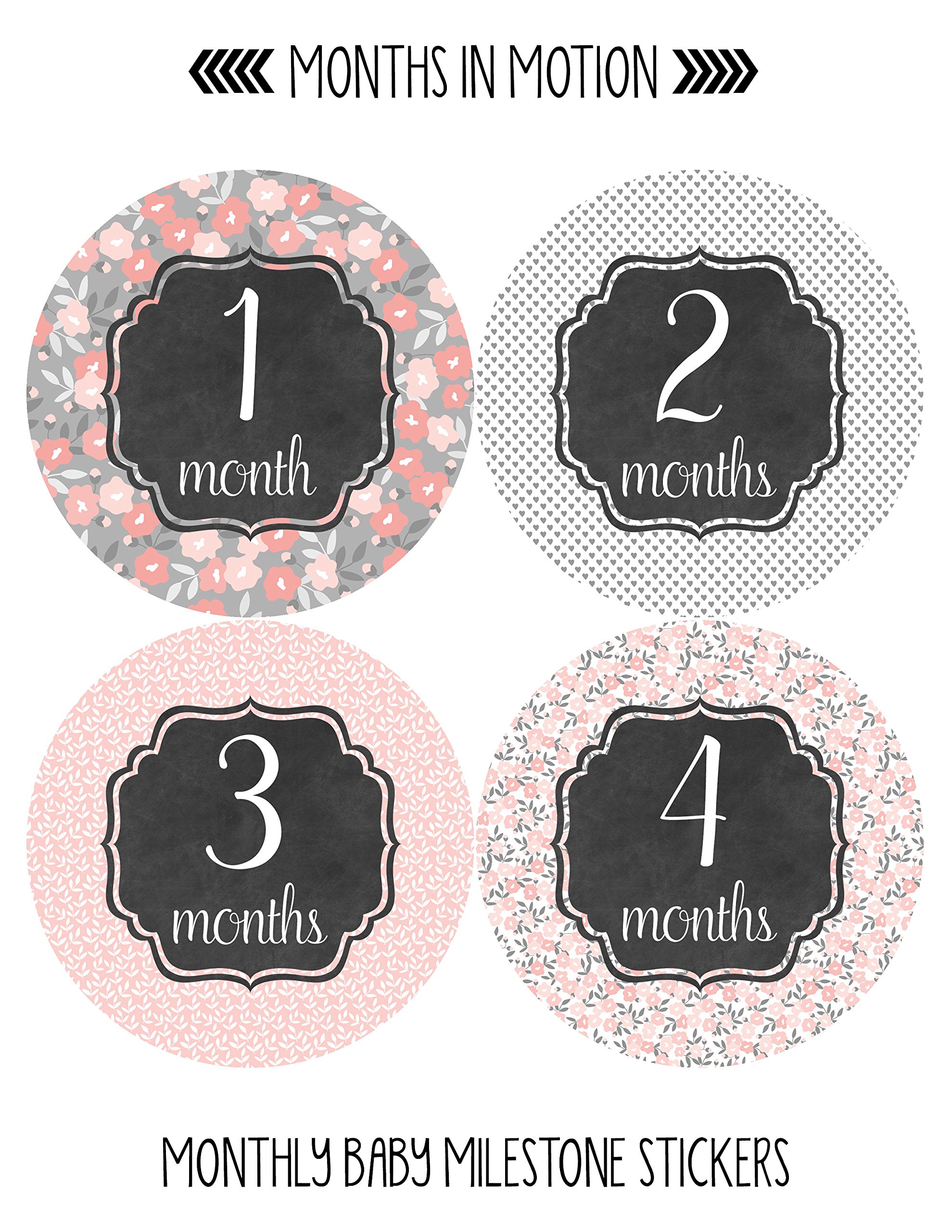 Baby Monthly Milestone Stickers - Newborn Girl Growth Tracking Stickers - Set of 20 Adhesive Photo Props for First Year Memories - Perfect for Baby Photo Shoots, Scrapbooking & Nursery Decor