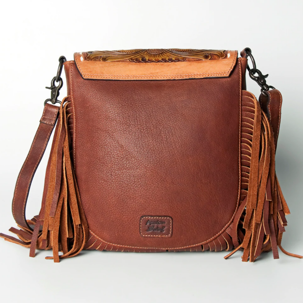 American Darling Rosa Floral Embossed Leather Messenger Bag for Women - Stylish Crossbody Purse for Work, Travel & Daily Use