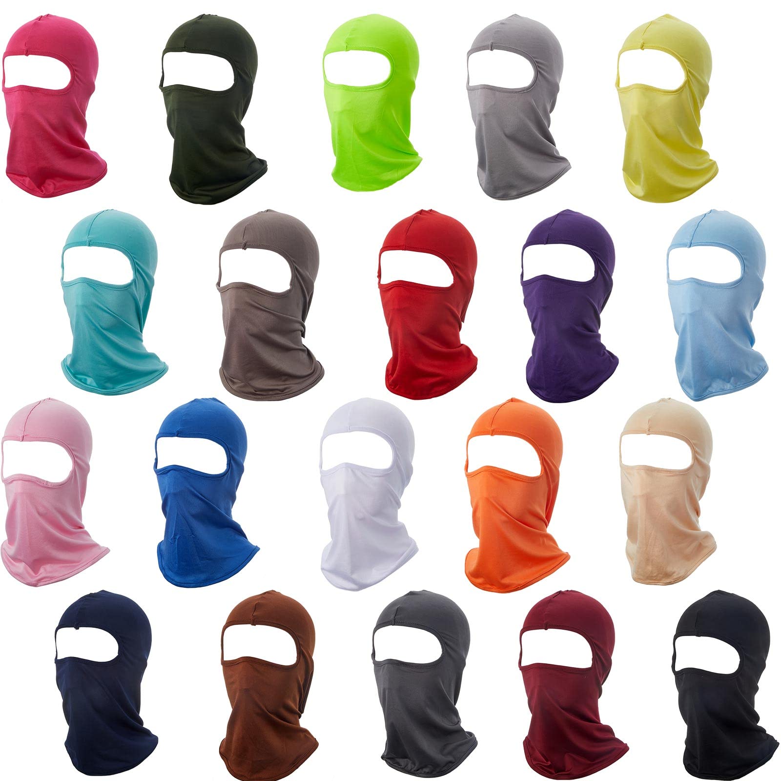 20 Pack Balaclava Full Face Mask - UV Protection Ski Mask for Men & Women - Cold Weather Face Cover for Outdoor Sports, Skiing, Snowboarding & Motorcycling
