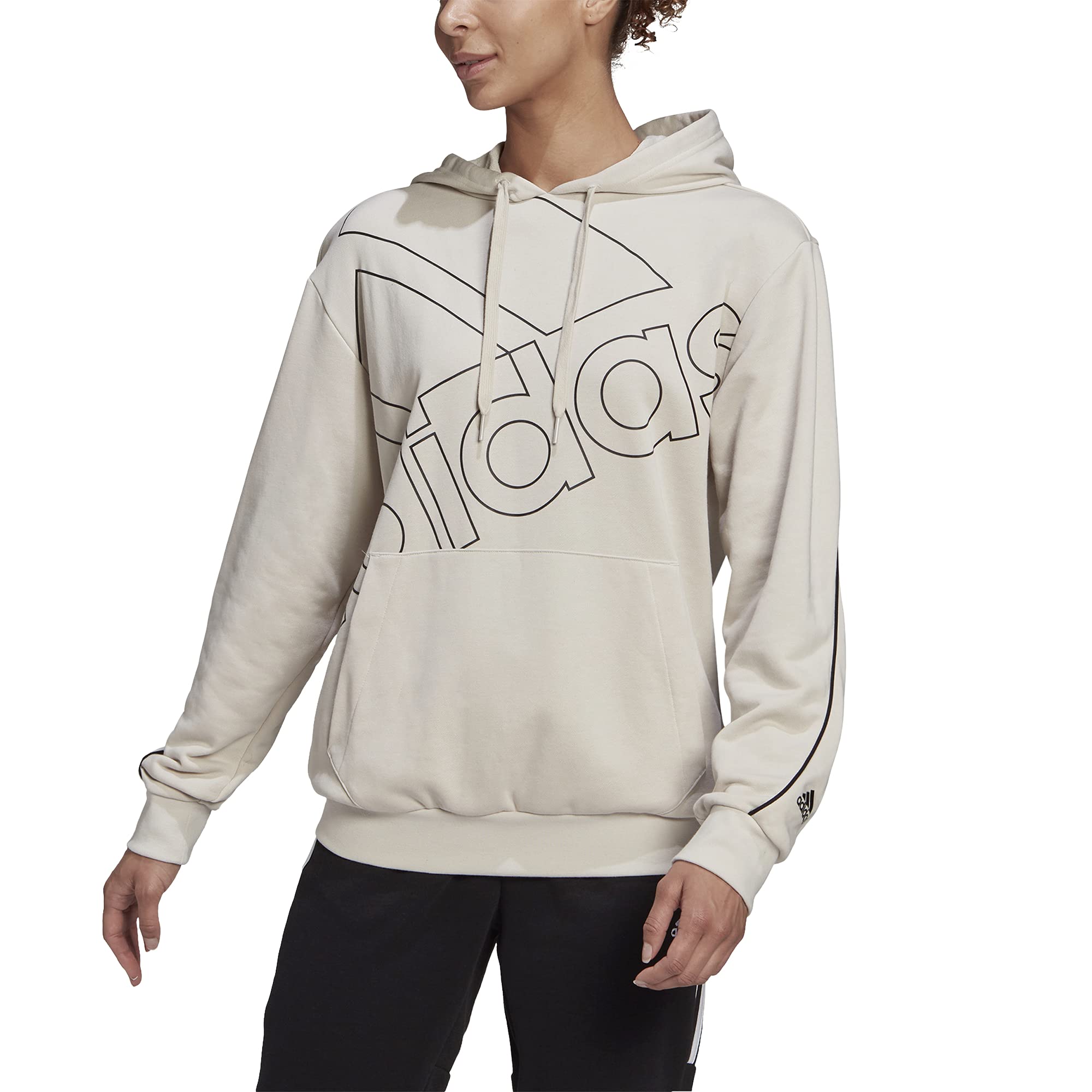 adidas Women's Essentials Brand Love Hoodie - Soft Fleece Pullover Sweatshirt for Casual Wear, Lounge & Workout | Comfortable Streetwear Fashion