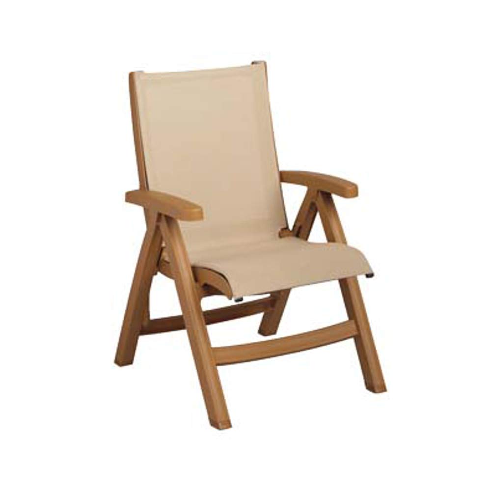Grosfillex Jamaica Beach Stackable Folding Chair - Teakwood Frame & Khaki Seat - Set of 2 - Perfect for Patio, Poolside, Beach & Outdoor Gatherings
