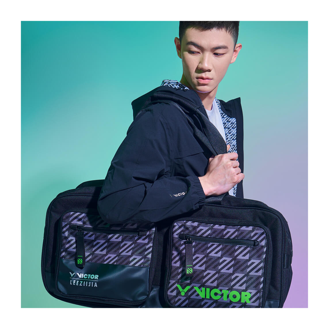 Victor BR5610LZJ Badminton Tennis Racket Bag - Large Rectangular Sports Bag with Shoulder Strap [Black] | Perfect for Badminton, Tennis & Squash Players | Gym & Court Accessories Storage