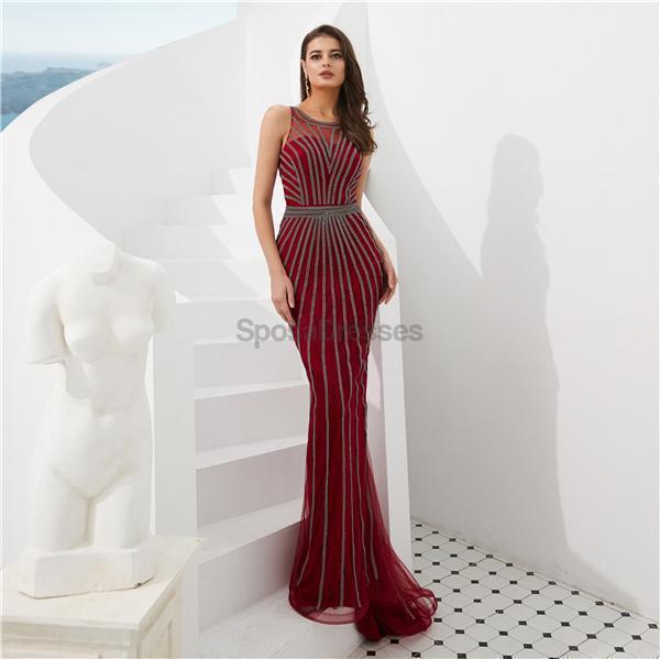 Elegant Gold Jewel Heavily Beaded Mermaid Evening Prom Dress for Women - Formal Gown for Prom, Homecoming, Pageant & Special Occasions