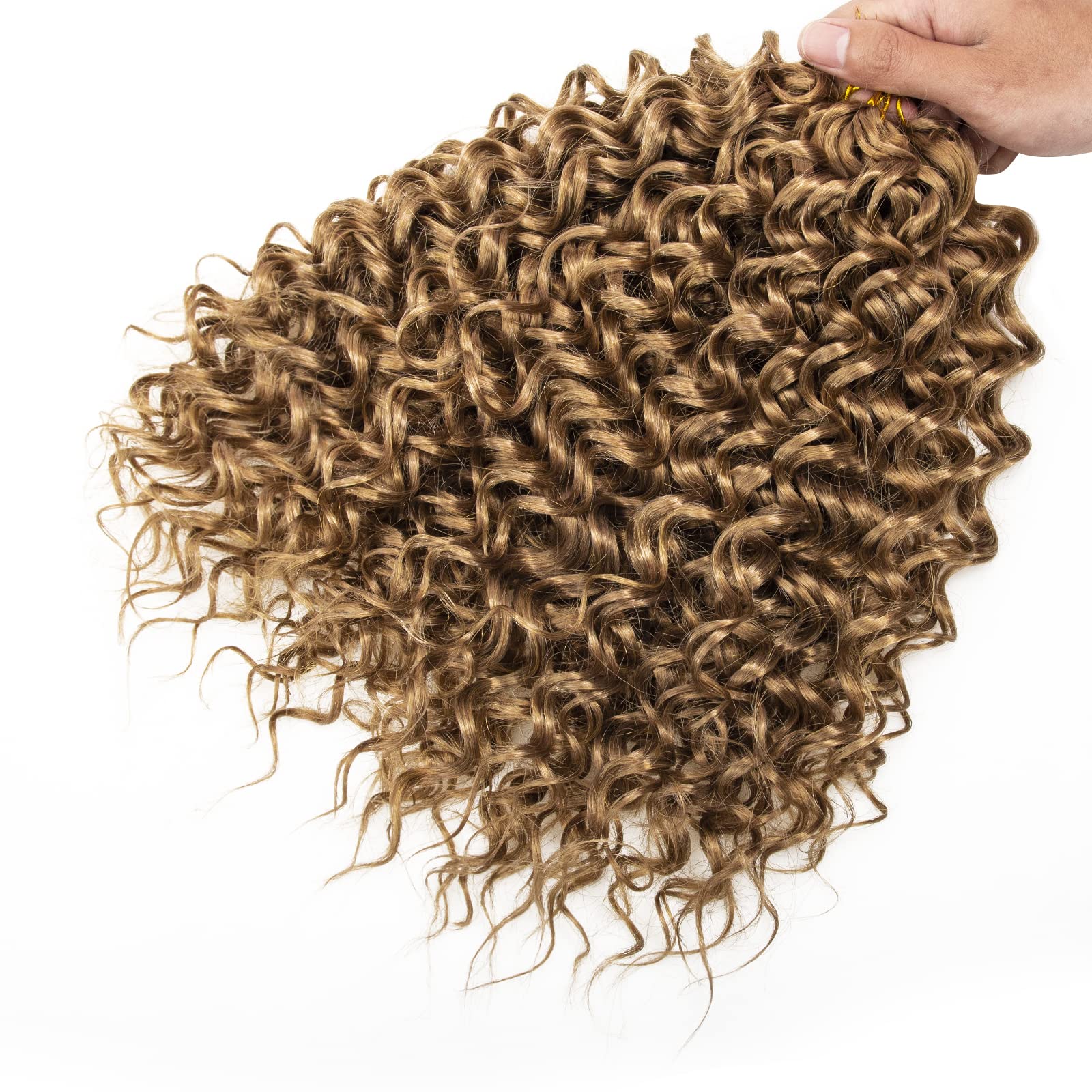 GoGo Curl Crochet Hair Extensions for Women - 12 Inch Water Wave Human Hair (Pack of 6) #27 - Deep Wave Beach Curls for Natural Look | Perfect for Braiding, Styling & Everyday Wear