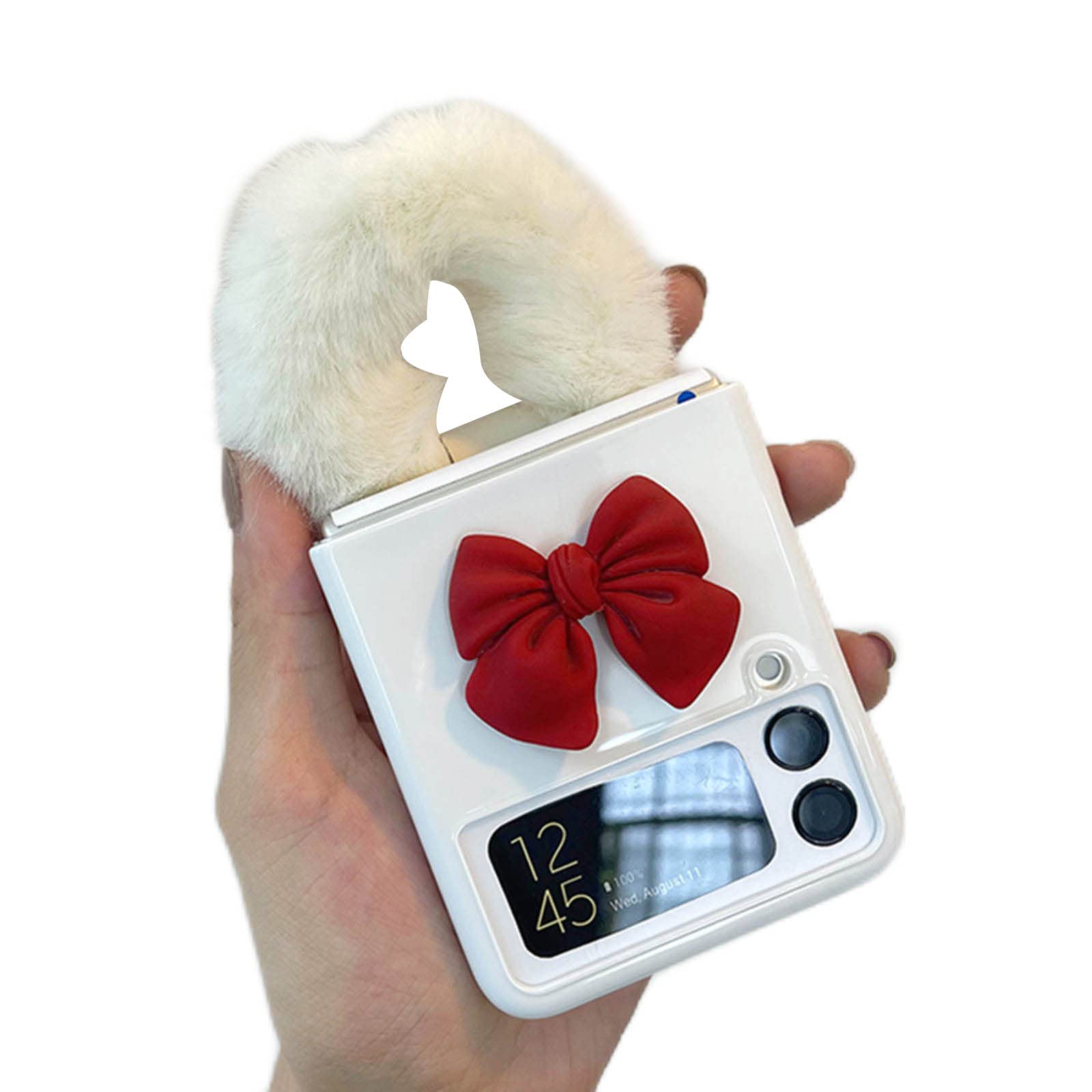 Stylish Shockproof Protective Case for Samsung Galaxy Z Flip 3 5G with Red Bow Lanyard - Non-Slip Camera Cover for Women | Perfect for Everyday Use, Travel & Special Occasions