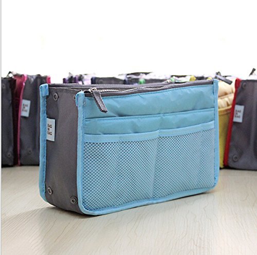 STORE99® Grey Cosmetic Bag with Double Zipper - Portable Multifunctional Travel Organizer for Makeup & Toiletries | Perfect for Handbag Storage, Weekend Getaways & Business Trips