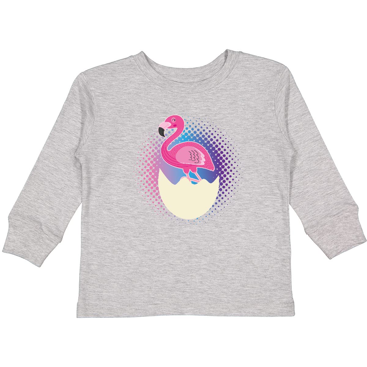 Inktastic Easter Flamingo Egg Hatching Toddler Long Sleeve T-Shirt for Girls | Cute Easter Outfit for Toddler Girls | Easter Egg Hunt, Spring Party & Family Photo Outfit