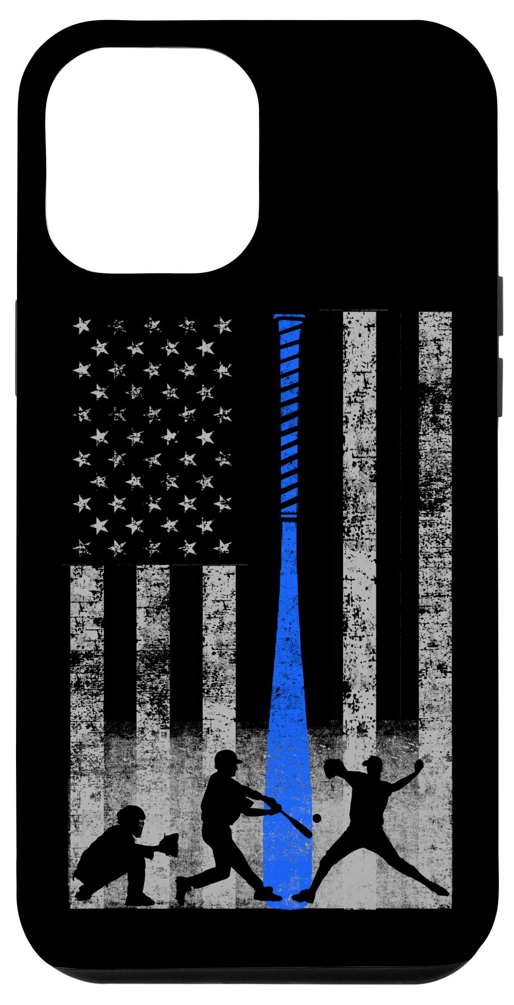 iPhone 12 Pro Max Baseball Bat Design Flag Case - Blue Protective Phone Cover for Baseball Fans | Perfect for Games, Tailgating & Team Spirit