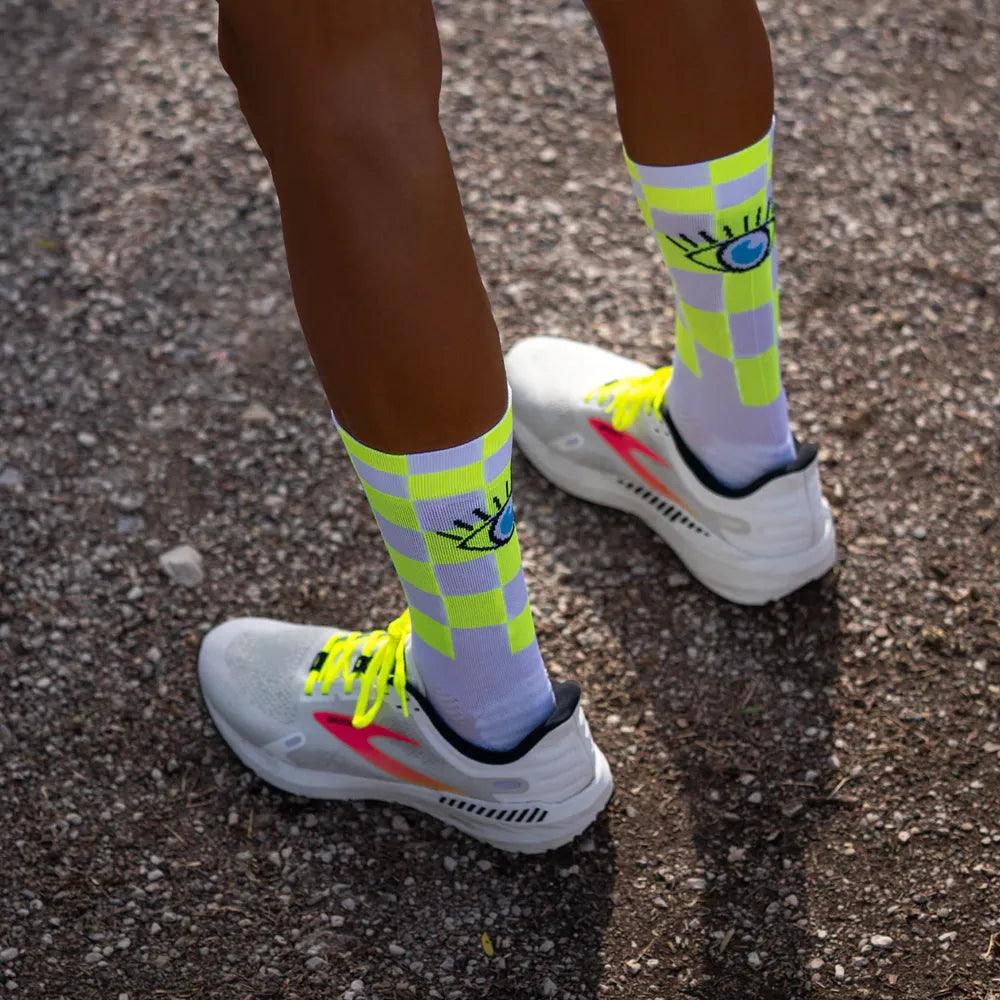 SPORCKS Race Eyes Running Socks - Performance Athletic Socks for Men & Women - Perfect for Marathon, Jogging & Workout - Moisture Wicking & Breathable Design