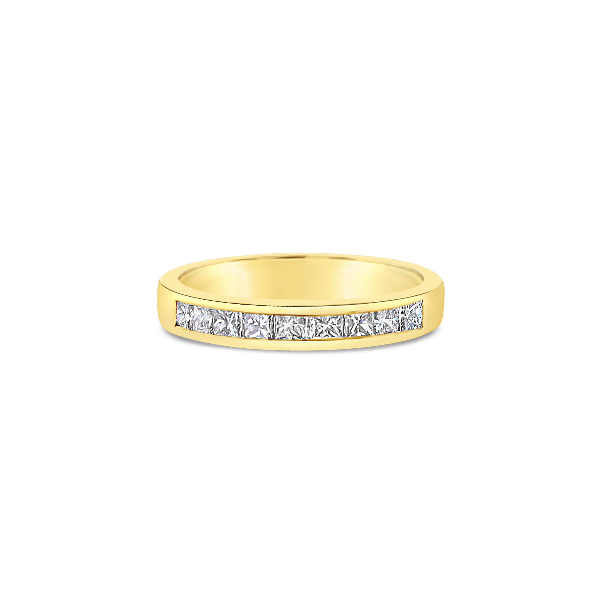 3MM Princess Cut Diamond Wedding Band Ring for Women - 14K Yellow Gold Engagement Ring, Anniversary Gift, Bridal Jewelry - Perfect for Weddings, Proposals & Special Occasions