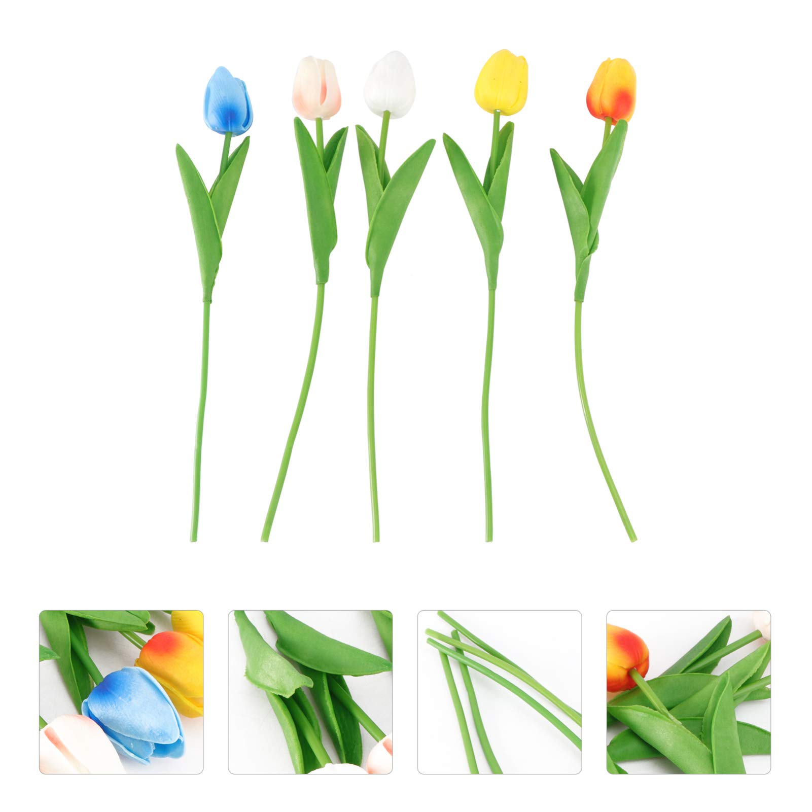 5pcs Artificial Tulip Flowers - Realistic Plastic Silk Tulip Bouquet for Home Decor, Fake Holland Tulips for Vase Arrangement, Wedding Centerpieces & Spring Table Decor