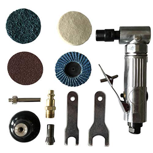 XUXUWA 1/4 Inch 90 Degree Air Angle Die Grinder - Pneumatic Cutting, Grinding, Polishing & Engraving Tool Kit with Spanner Wrench for Metalworking, Wood Carving & Automotive Repair