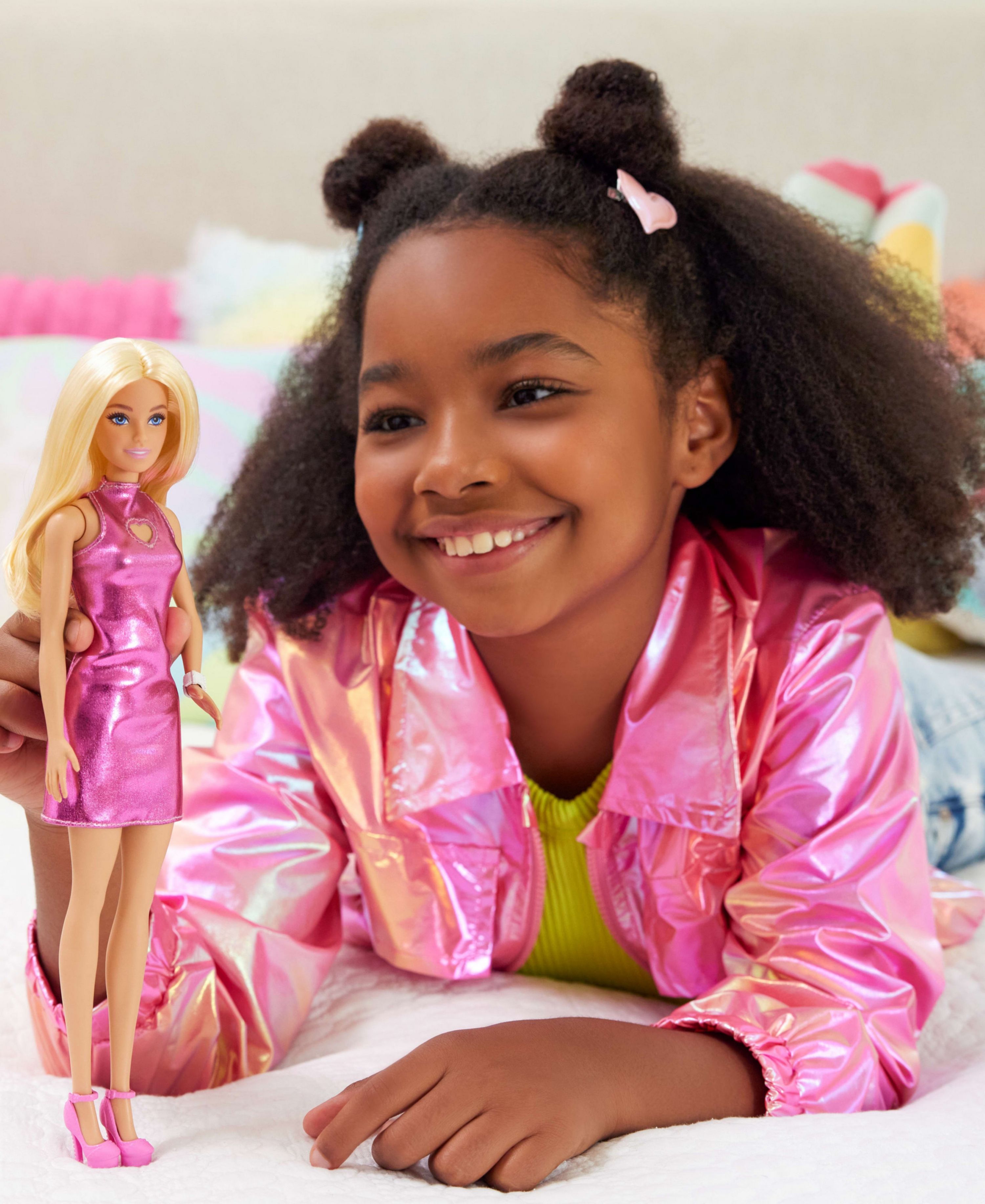 Barbie Fashionistas Doll 230 - Blonde Hair in Metallic Pink Mini Dress | Collectible Doll for Girls & Kids | Perfect for Birthday Gifts, Playtime & Display