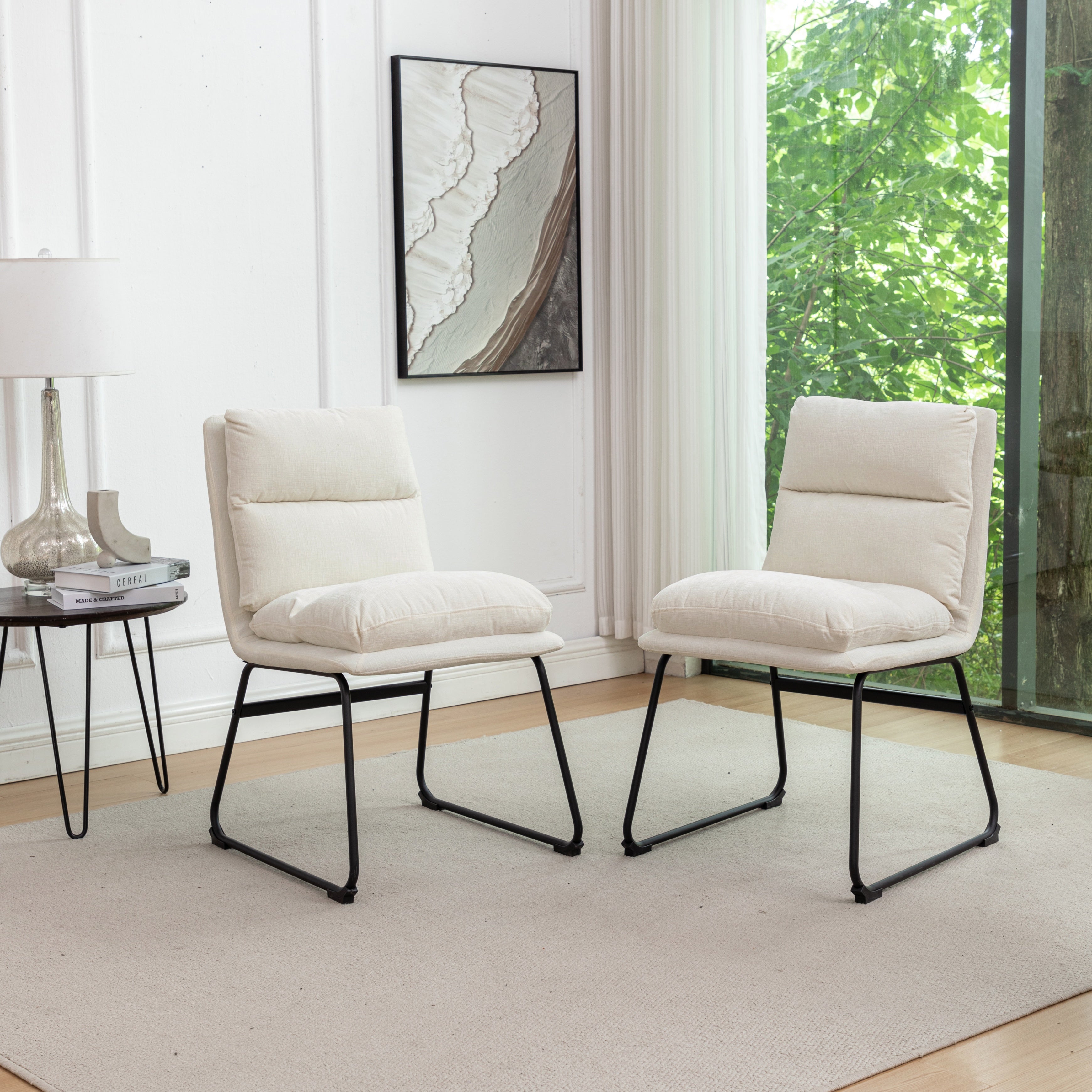 Roundhill Furniture Milos Modern Upholstered Dining Chairs Set of 2 - Comfortable Kitchen & Dining Room Seating for Home & Restaurant Use