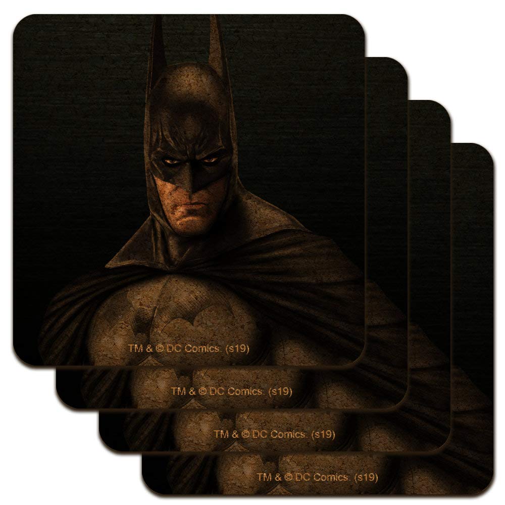 Batman Arkham Asylum Video Game Themed Low Profile Novelty Cork Coaster Set - Perfect for Gaming Rooms, Man Caves & Superhero Decor