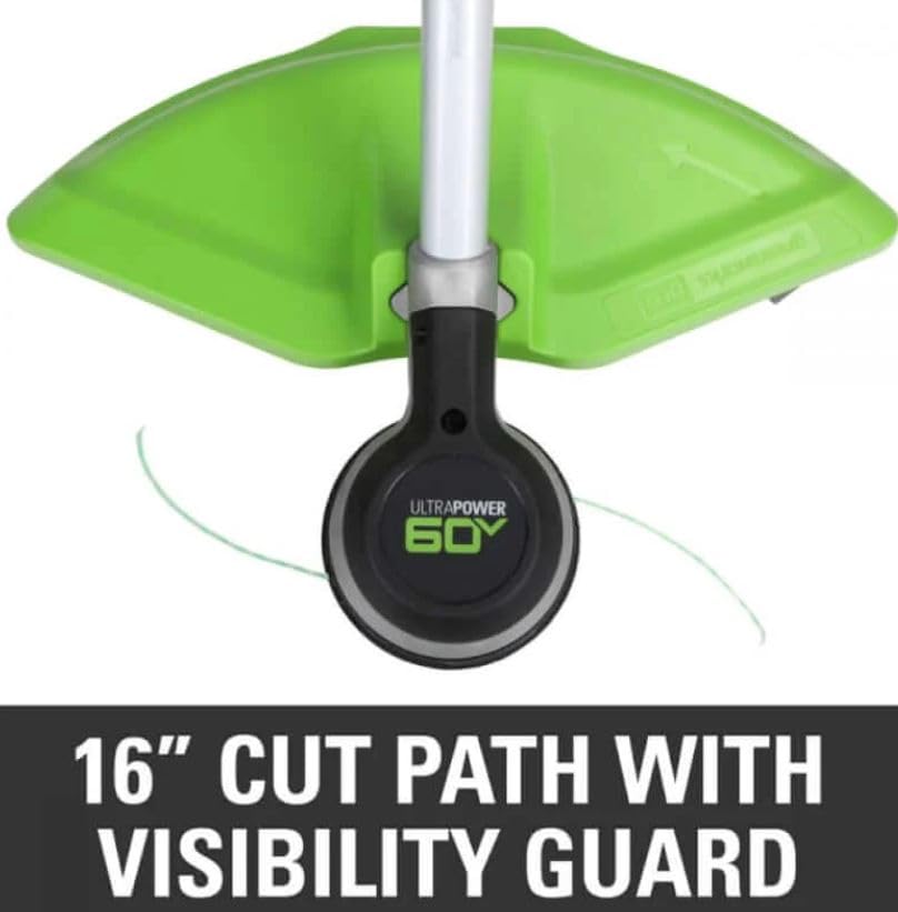 Greenworks 60V 16-Inch Cordless String Trimmer with 2.5Ah Battery & Fast Charger - Lightweight Weed Eater for Lawn Edging, Yard Maintenance & Landscaping