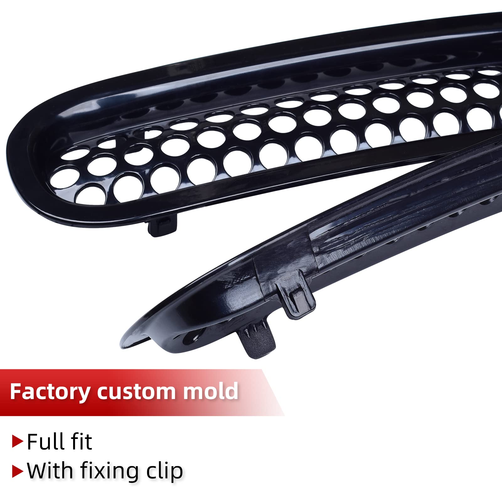 AggAuto Glossy Black 7-Piece Grille Inserts for Jeep Wrangler JK & JKU (2007-2018) - Front Mesh Grill Cover Accessories for Off-Road Protection & Style Enhancement