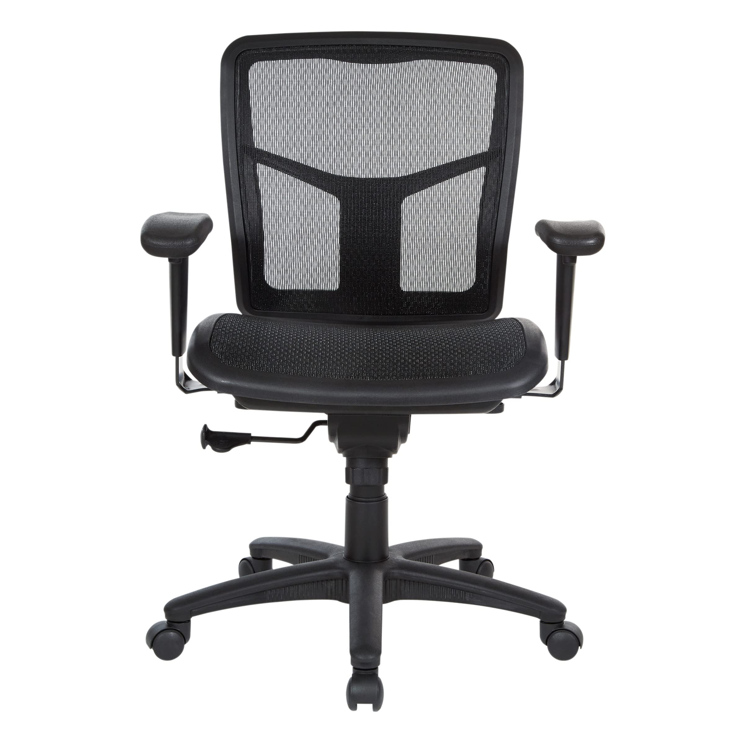 Office Star ProGrid Manager's Office Task Chair - Adjustable Height Arms, Ratchet Back Support & Breathable Mesh Seat - Ergonomic Black Desk Chair for Home Office, Conference Rooms & Workstations