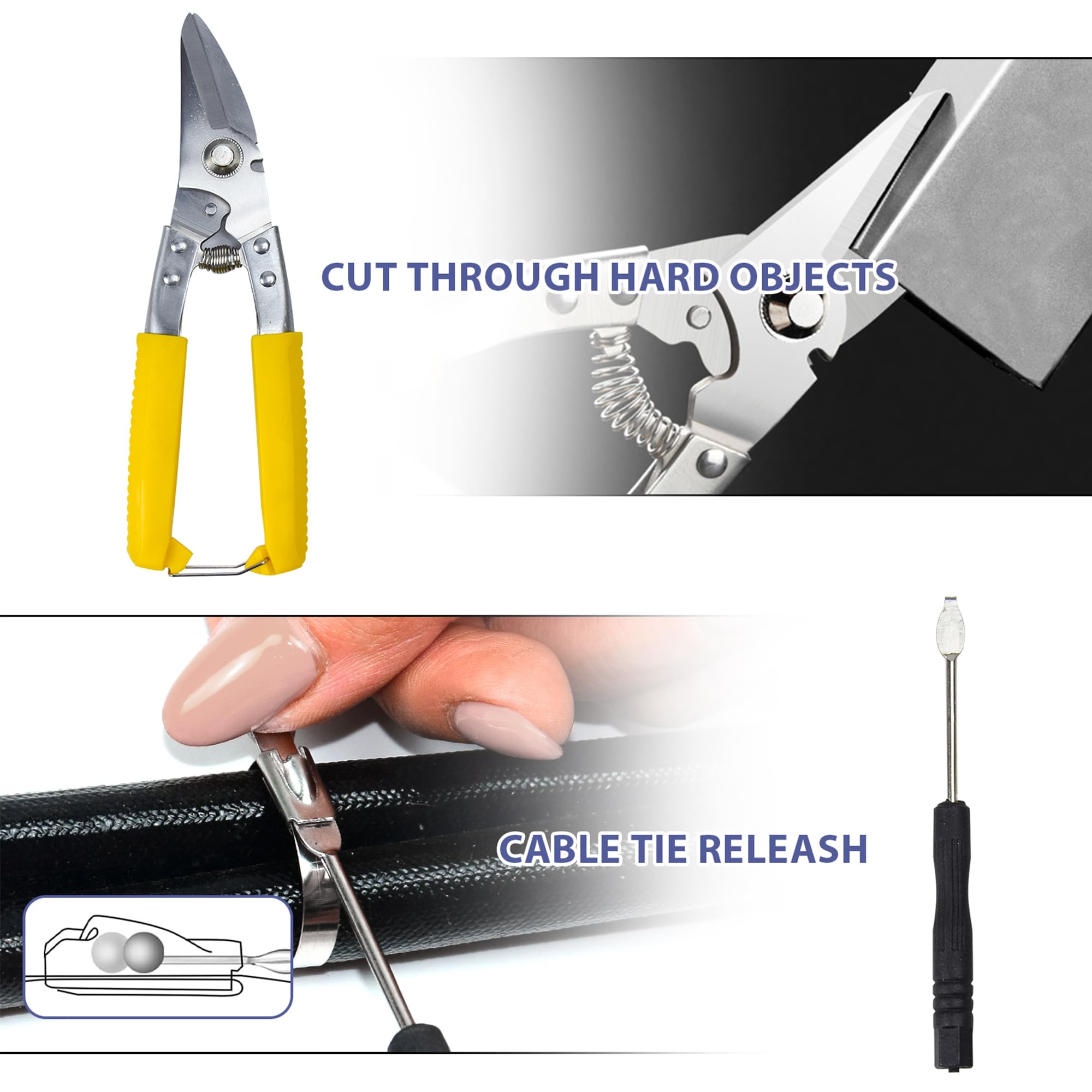 Heavy Duty Stainless Steel Zip Tie Gun Kit - Adjustable Metal Cable Tie Tool with Self-Locking Fastening & Cutting Function - Includes 100pcs CHUSHUYI Steel Zip Ties - Perfect for Outdoor, Industrial, Automotive, and Electrical Wiring Applications
