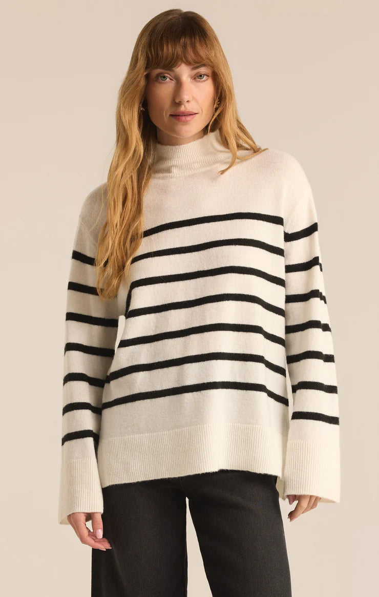 Z Supply Fin Stripe Sweater - Women's Casual Knit Pullover for Fall & Winter | Cozy Office Wear & Weekend Outfits