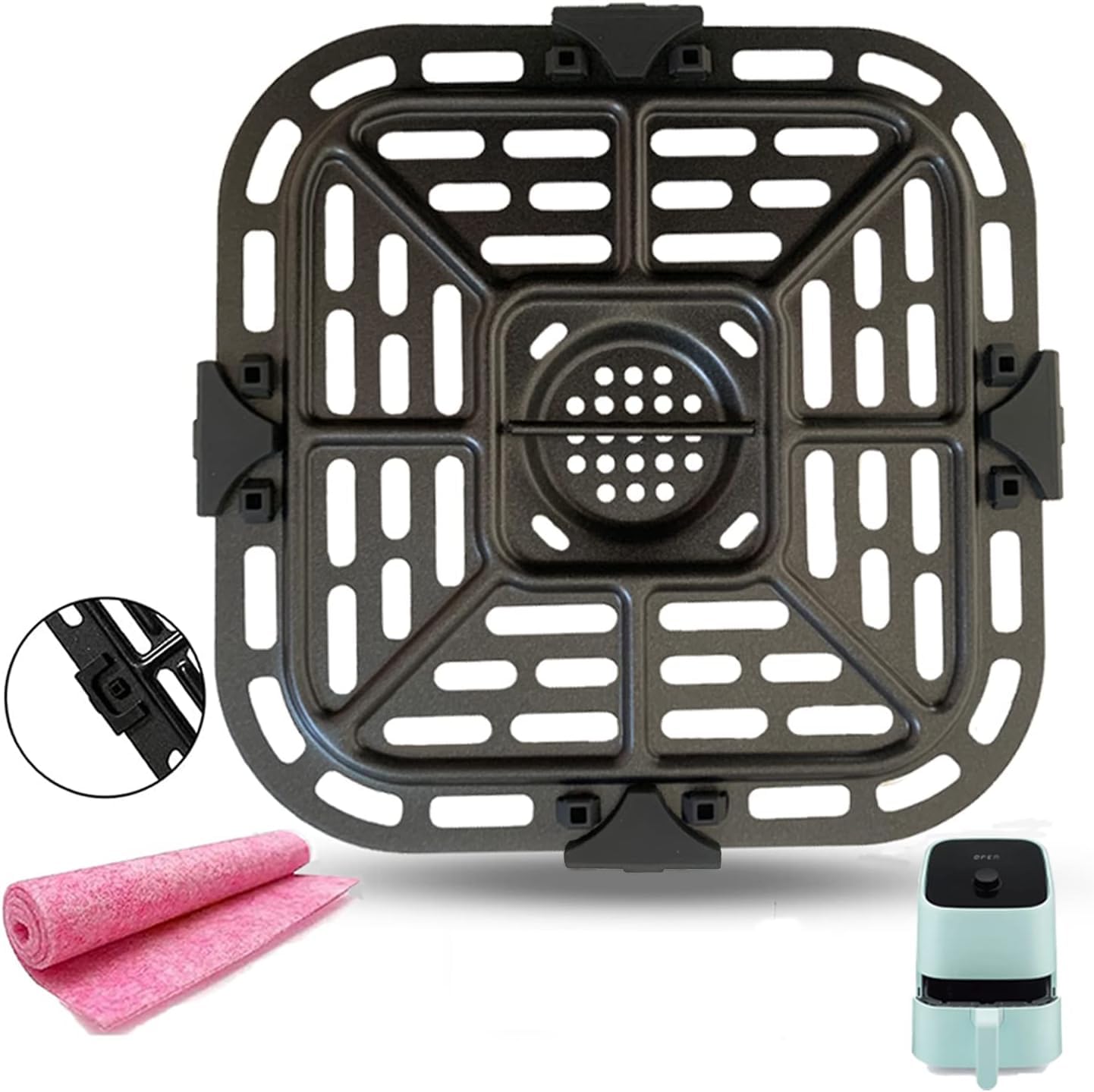 2QT Square Air Fryer Replacement Rack for Instant Vortex Mini Air Fryers - Upgraded Grill Crisper Plate & Dishwasher Safe - Perfect for Healthy Cooking, Snacks & Small Batch Meals