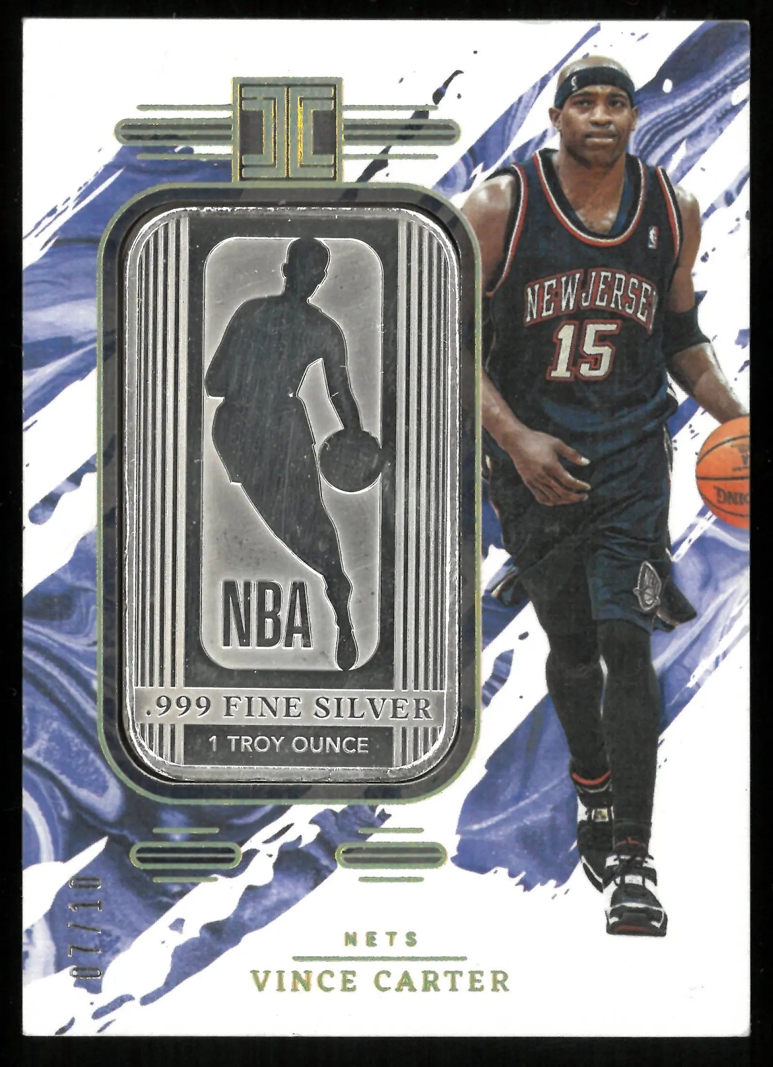 2023-24 Impeccable Basketball Vince Carter 1 Troy Ounce Silver Gold Foil Card #/10 - Rare Collectible for NBA Fans & Sports Memorabilia Enthusiasts