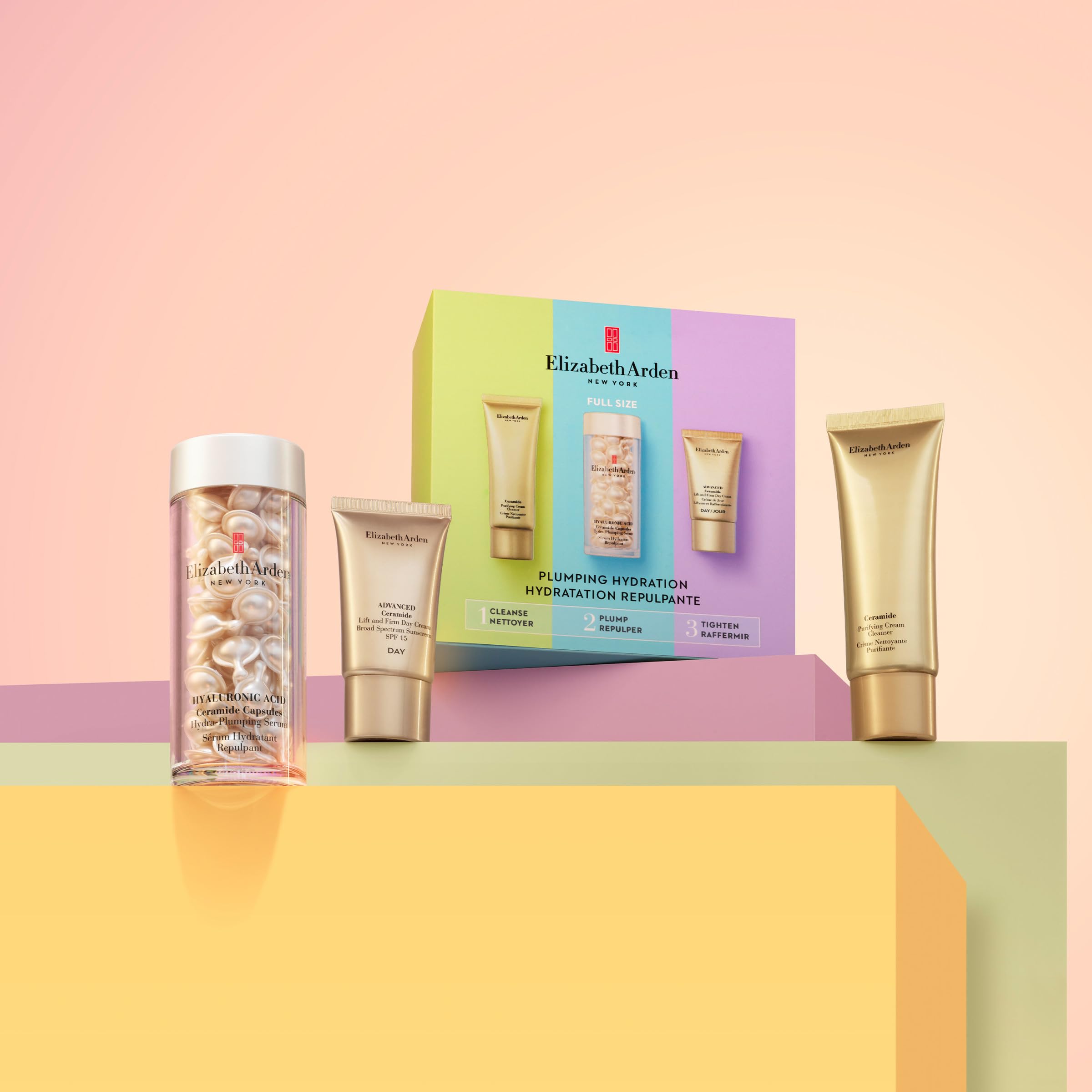 Elizabeth Arden Ceramide Serum 3-Piece Gift Set - Anti-Aging Face Serum with Hyaluronic Acid & Vitamin E - Perfect for Dry Skin Care & Daily Moisturizing Routine
