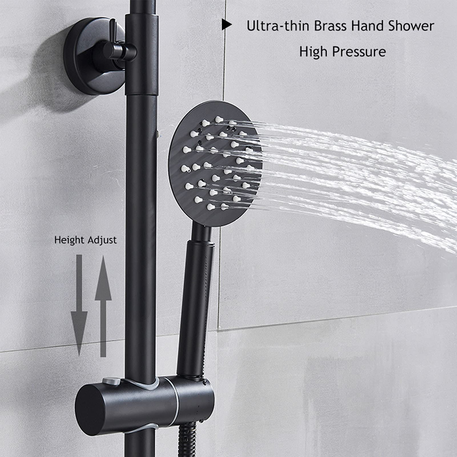 Matte Black Thermostatic Shower Faucet Set with Rainfall Shower Head & Handheld Sprayer - Stainless Steel Tub Mixer Tap System for Bathroom & Spa Experience