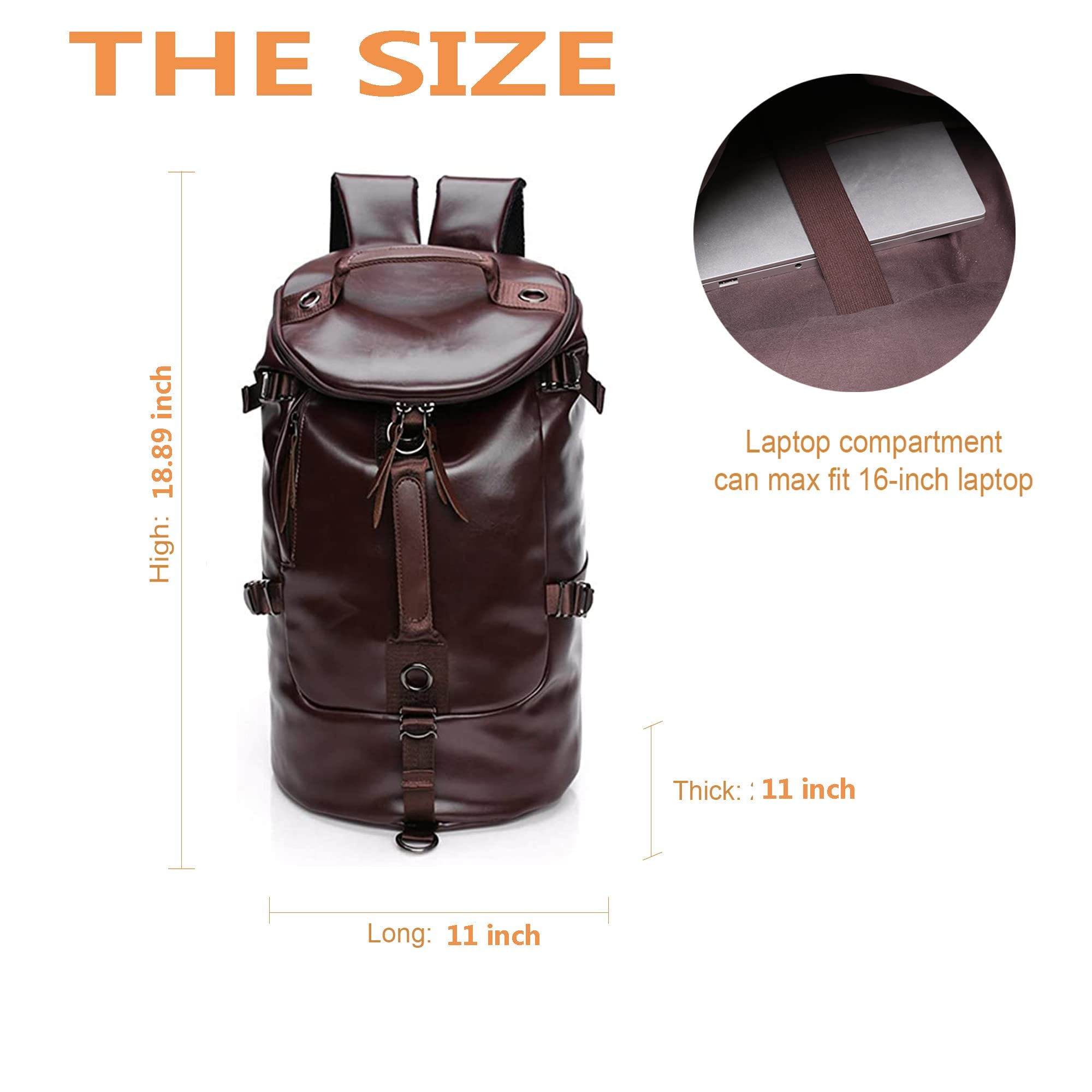 Premium Leather Travel Duffel Bag for Men - Waterproof Laptop Backpack & Airplane Carry-On - Convertible Business Bag (Handbag/Shoulder Bag/Backpack) - Ideal for Business Trips, Gym & Weekend Getaways