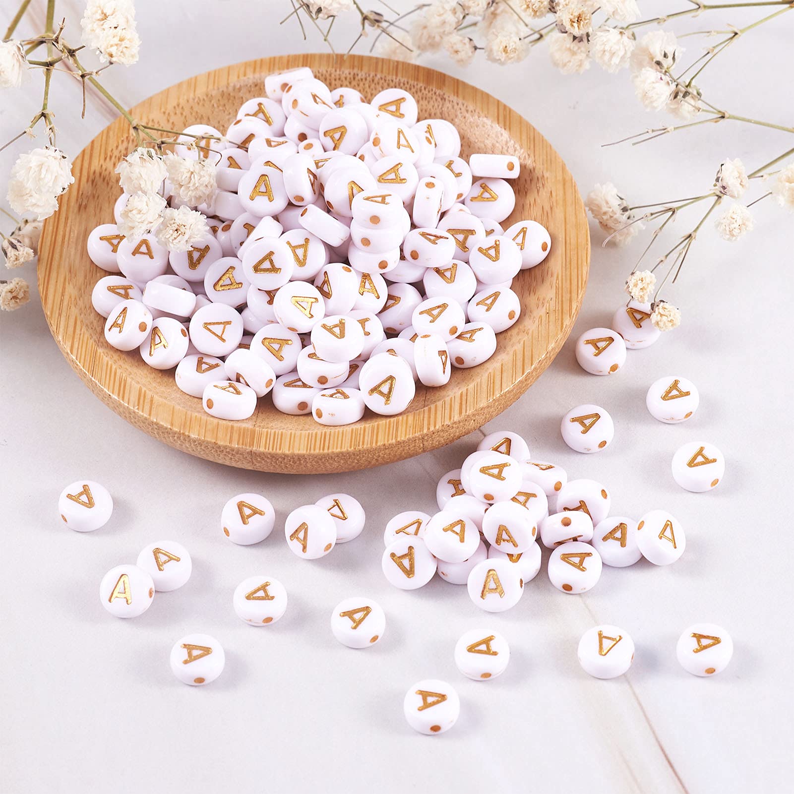 7mm Acrylic Alphabet Beads - 360pcs Flat Round Letter A-Z Disc Beads for Jewelry Making, DIY Kandi Bracelets, Necklaces & Earrings - Perfect for Crafting, Scrapbooking & Party Favors