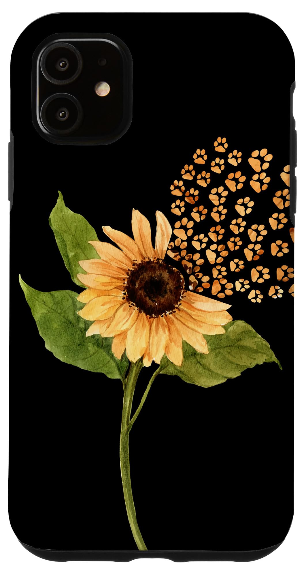 iPhone 11 Case with Cute Dog Paw Print & Sunflower Design - Durable Protective Phone Cover for Women & Men - Perfect Gift for Pet Lovers & Nature Enthusiasts (Use for Daily Protection, Outdoor Activities, Travel)