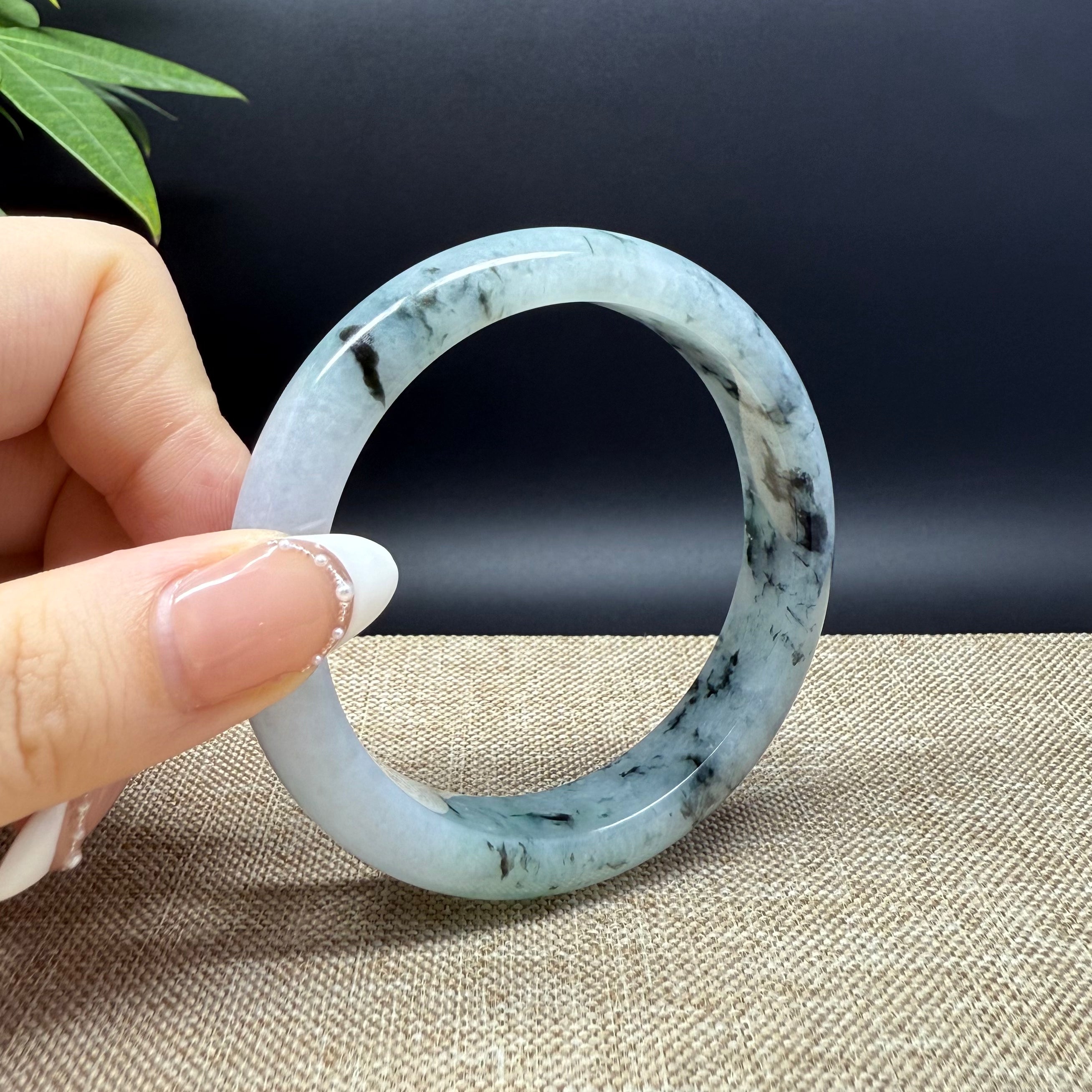 Authentic Burmese Green Jadeite Bangle Bracelet - 57.6mm Handcrafted Jewelry for Women, Luxury Gift for Special Occasions, Meditation & Energy Healing Accessory