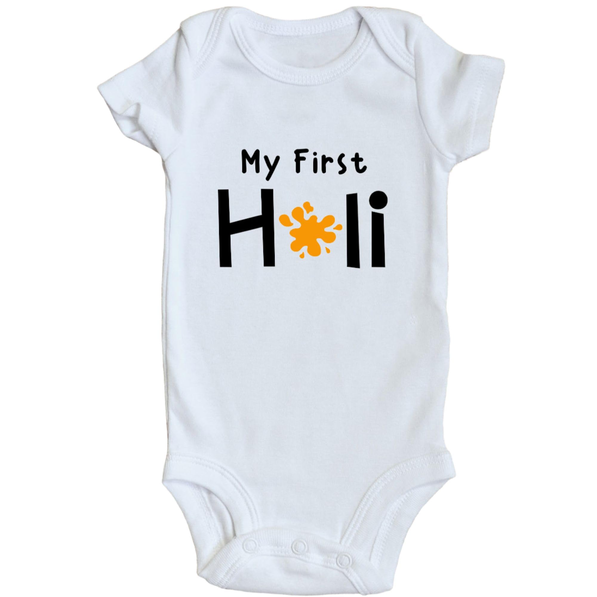 TwentyFourDoves My First Holi Baby Bodysuit - Traditional Indian & Punjabi Outfit for Newborns - Perfect Hindu Festival Gift for Infants - Ideal for Holi Celebrations, Baby Showers & Cultural Events