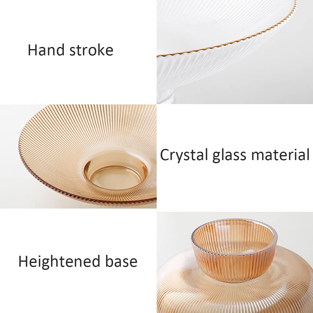 Clear Glass Footed Round Pedestal Bowl - 9.6 Inch Decorative Serving Dish for Fruits, Desserts, Nuts | Elegant Kitchen Counter & Table Centerpiece | Perfect for Parties, Weddings & Home Decor