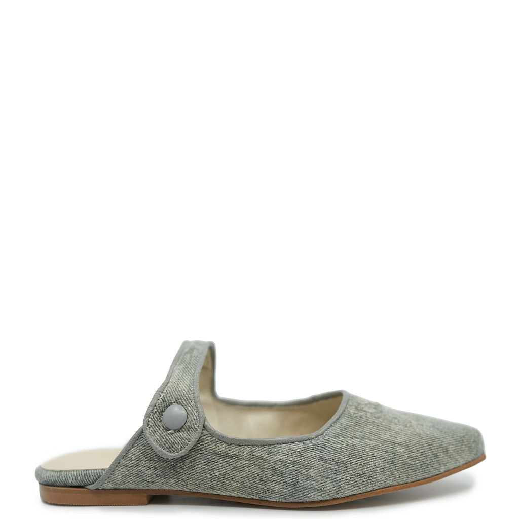 Blublonc Women's Washed Denim Pointed Toe Mule Slippers - Comfortable & Stylish for Casual Outings, Work, and Everyday Wear