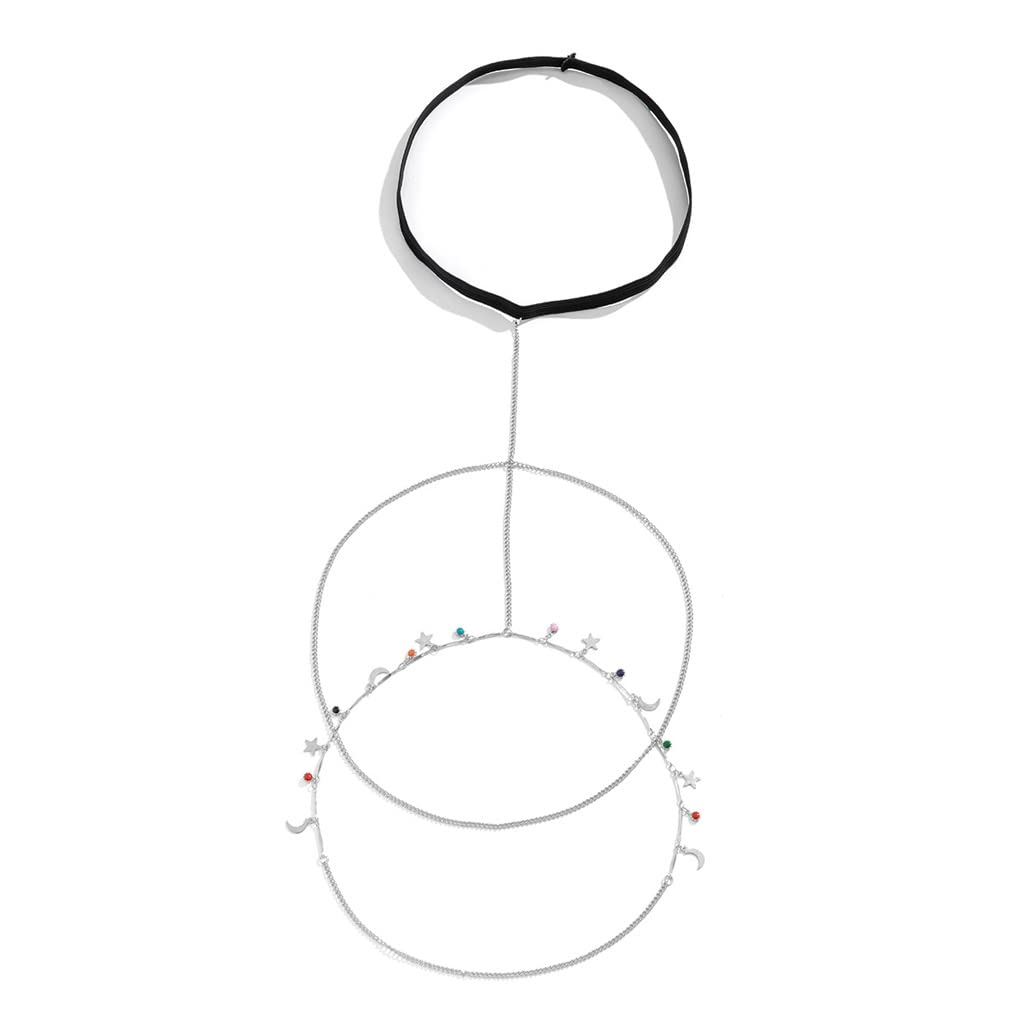 Berrysun Women's Fashion Alloy Drop Oil Body Chain - Sexy Double Layer Thigh Chain with Tassels (2pcs, Color B) | Perfect for Night Out, Festival, Bachelorette Party & Sensual Occasions