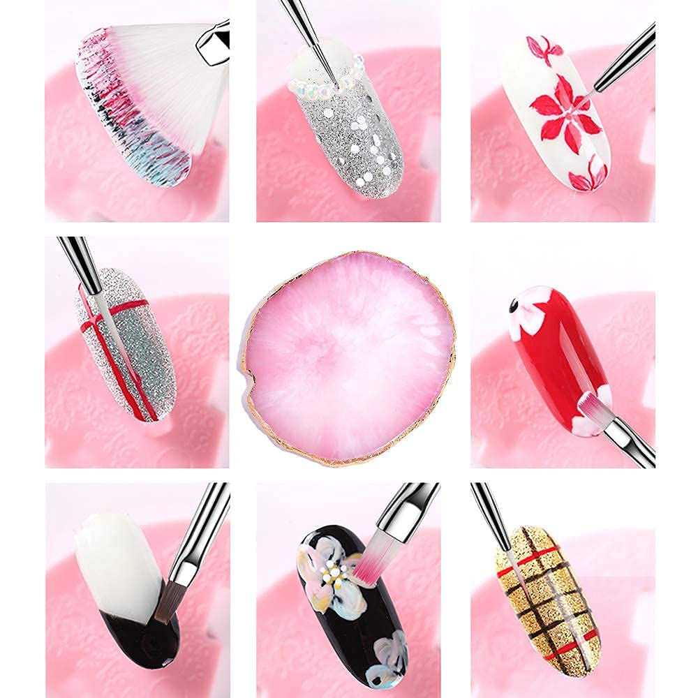 21 PCS Professional Nail Art Brushes Set with Gold Palette & Dotting Tools - Complete DIY Manicure Kit for Women - Perfect for Home Salon, Nail Design, and Professional Nail Art Decoration