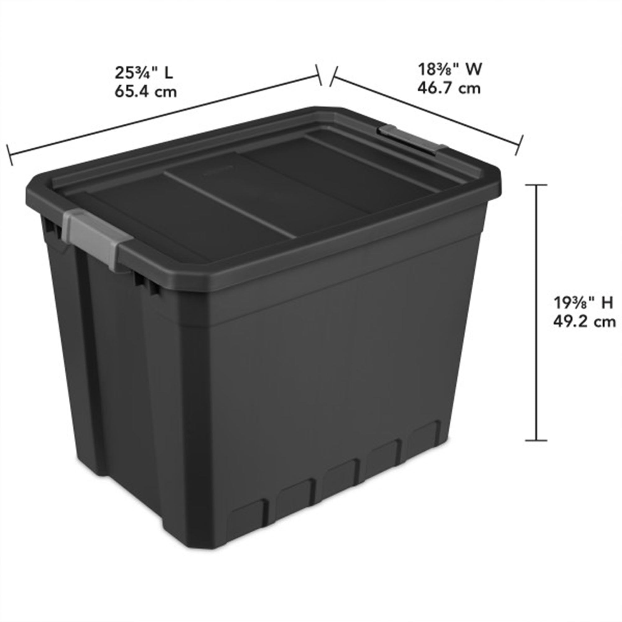 Sterilite 4-Pack 27 Gallon Black Plastic Storage Bins with Lids - Stackable Organizing Containers for Home, Garage & Office Storage Solutions