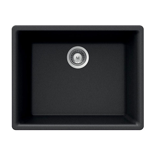 Hamat SIO 2418SU BL Black Granite Undermount Single Bowl Kitchen Sink - Durable Stainless Steel for Modern Kitchens, Perfect for Cooking & Dishwashing