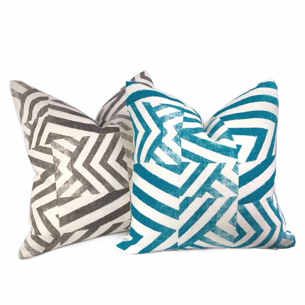 Delancey Teal Green White Modern Crosshatch Pillow Cover - Decorative Throw Pillow Case for Sofa, Bed & Home Decor